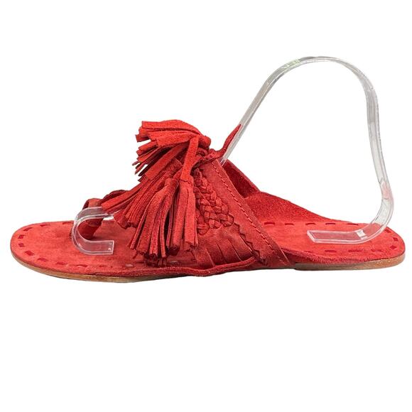 Figue Women’s Scaramouche Red Suede Tassel Sandals Size 8 - Picture 3 of 10